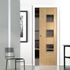 Messina Oak Single Evokit Pocket Door - Clear Glass - Prefinished
