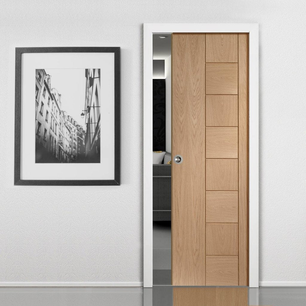 Messina Oak Flush Single Evokit Pocket Door