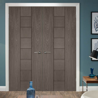 Image: Prefinished Bespoke Messina Oak Solid Door Pair - Choose Your Colour