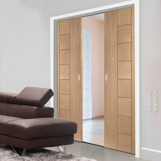 Image: Messina Oak Double Evokit Pocket Doors