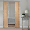 Bespoke Messina Oak Flush Double Frameless Pocket Door - Prefinished