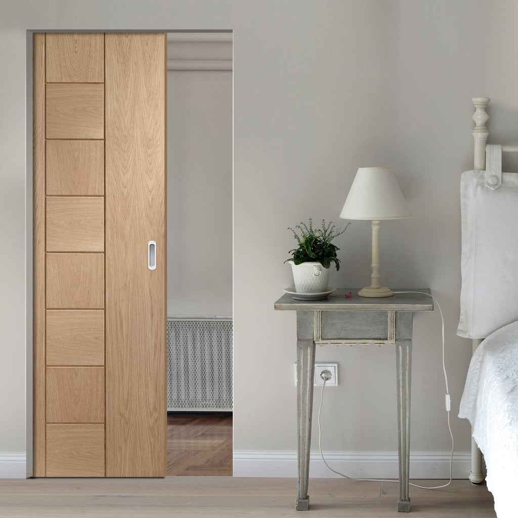 Messina Oak Flush Absolute Evokit Pocket Door