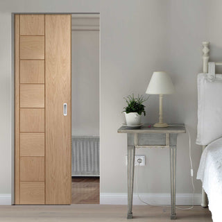 Image: Messina Oak Flush Absolute Evokit Pocket Door - Prefinished