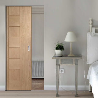 Image: Messina Oak Flush Absolute Evokit Pocket Door