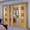 Three Sliding Doors and Frame Kit - Messina Oak Door - Obscure Glass - Unfinished