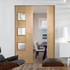 Bespoke Messina Oak Glazed Double Frameless Pocket Door