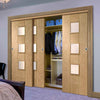 Three Sliding Wardrobe Doors & Frame Kit - Messina Oak Door - Obscure Glass - Unfinished