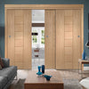 Three Sliding Doors and Frame Kit - Messina Oak Flush Door - Prefinished