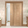 Two Sliding Doors and Frame Kit - Messina Oak Flush Door - Prefinished