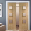 Messina Oak Double Evokit Pocket Doors - Frosted Glass