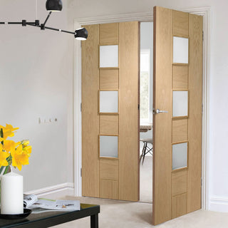 Image: Bespoke Messina Oak Glazed Door Pair - Prefinished