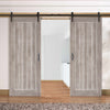 Double Sliding Door & Track - Laminate Mexicano Light Grey Doors - Prefinished