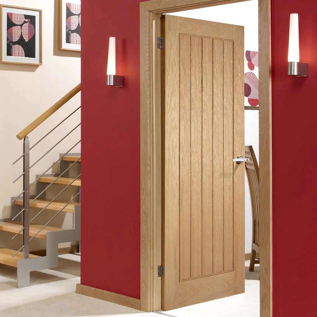 OUTLET - Mexicano Oak Door - Vertical Lining - Scuffs