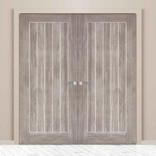Image: Laminate Mexicano Light Grey Door Pair - Prefinished