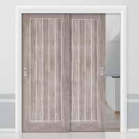 Two Sliding Doors and Frame Kit - Laminate Mexicano Light Grey Door - Prefinished
