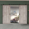 Top Mounted Black Sliding Track & Double Door - Laminate Mexicano Light Grey Doors - Prefinished
