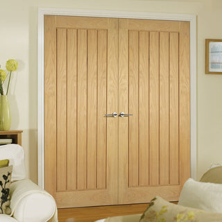 Image: LPD Joinery Bespoke Mexicano Oak Fire Door Pair - 1/2 Hour Fire Rated - Vertical Lining