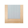 Mexicano Oak Door Pair - Clear Glass - Frosted Lines