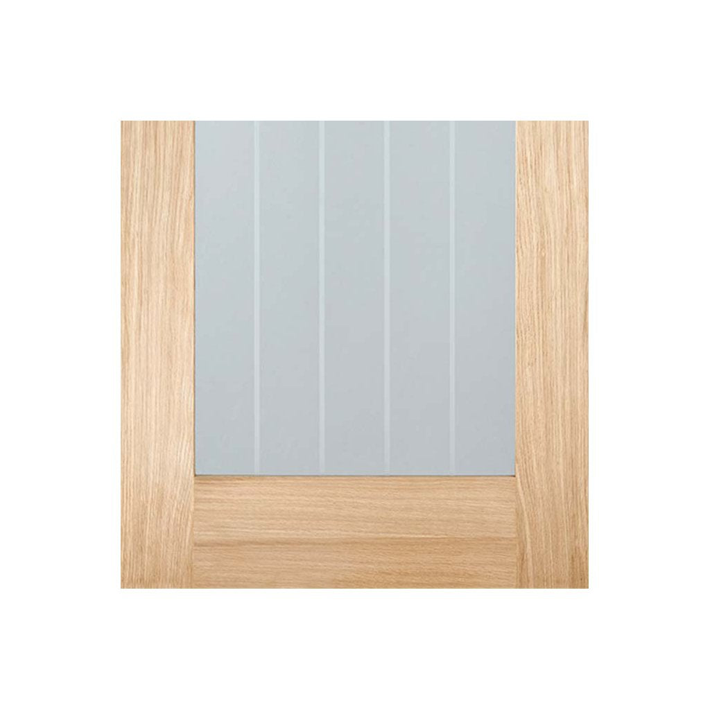 Mexicano Oak Door Pair - Clear Glass - Frosted Lines