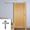 Single Sliding Door & Stainless Steel Barn Track - Mexicano Oak Door - Prefinished