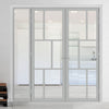 Bespoke Room Divider - Eco-Urban® Milan Door Pair DD6422C - Clear Glass with Full Glass Side - Premium Primed - Colour & Size Options