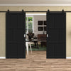 Top Mounted Black Sliding Track & Solid Wood Double Doors - Eco-Urban® Milan 6 Panel Doors DD6422 - Shadow Black Premium Primed