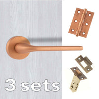 Three Pack Forme Milly Designer Lever on Round Rose - Urban Satin Copper