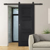 Top Mounted Black Sliding Track & Door - Antwerp 3 Panel Black Primed Door