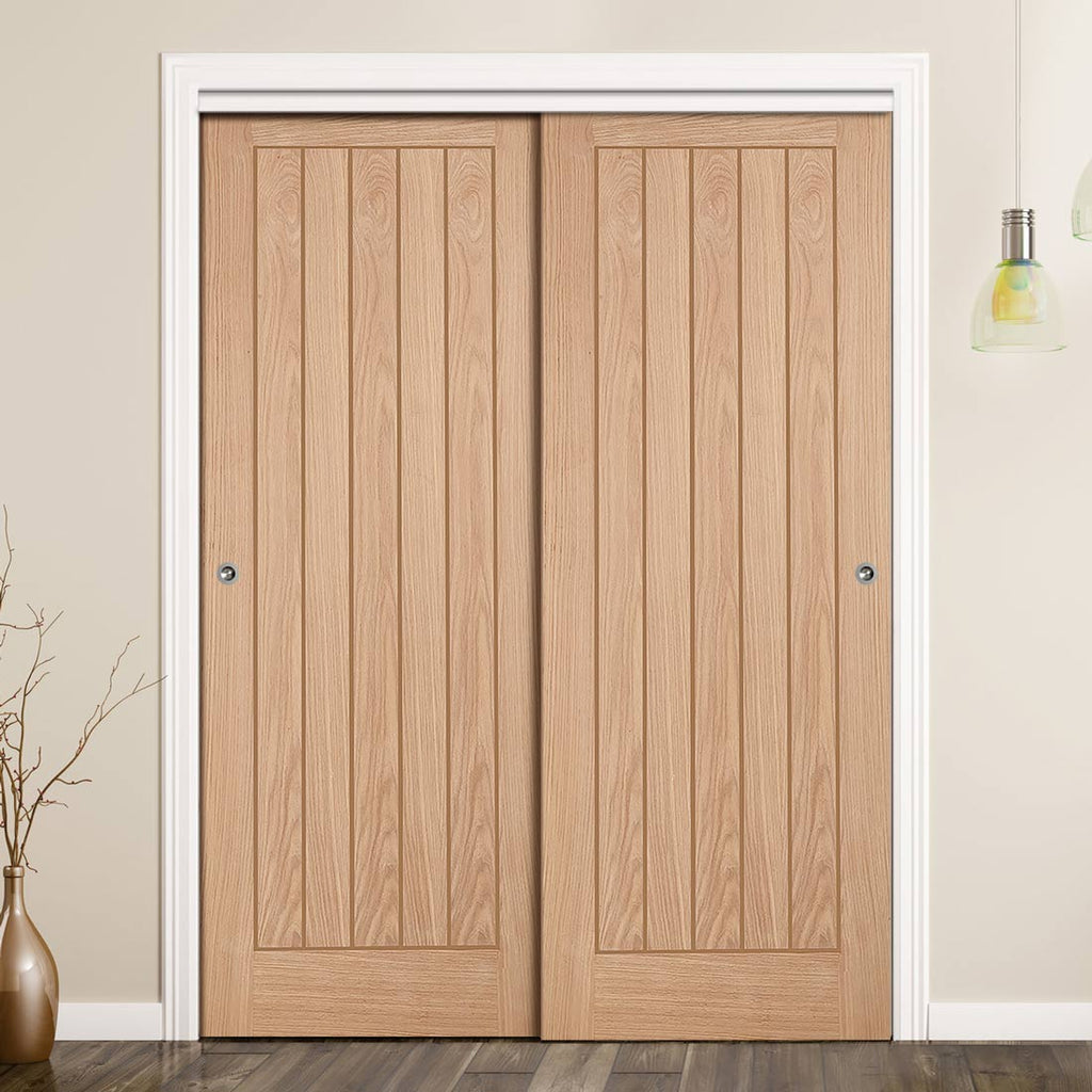 Minimalist Wardrobe Door & Frame Kit - Two Belize Oak Door - Prefinished