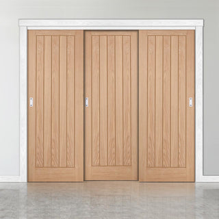 Image: Minimalist Wardrobe Door & Frame Kit - Three Belize Oak Door - Prefinished