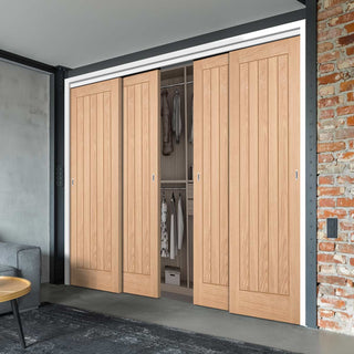 Image: Minimalist Wardrobe Door & Frame Kit - Belize Oak Door - Unfinished