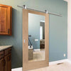 Sirius Tubular Stainless Steel Sliding Track & Pattern 10 Oak 1 Pane Door - Clear Glass - Prefinished
