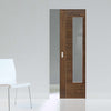 Mistral Walnut Absolute Evokit Pocket Door - Clear Glass - Prefinished