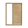 Modena Flush Oak Door and Frame Set - One Unglazed Side Screen