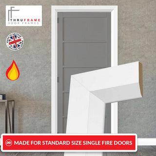 Image: Made to Size Single Interior White Primed MDF Frame and Modern Architrave Set - For 30 Minute Fire Doors