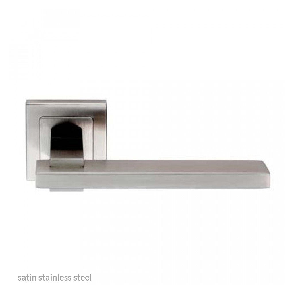 Steelworx SSL1402 Lever Latch Handles on Square Sprung Rose