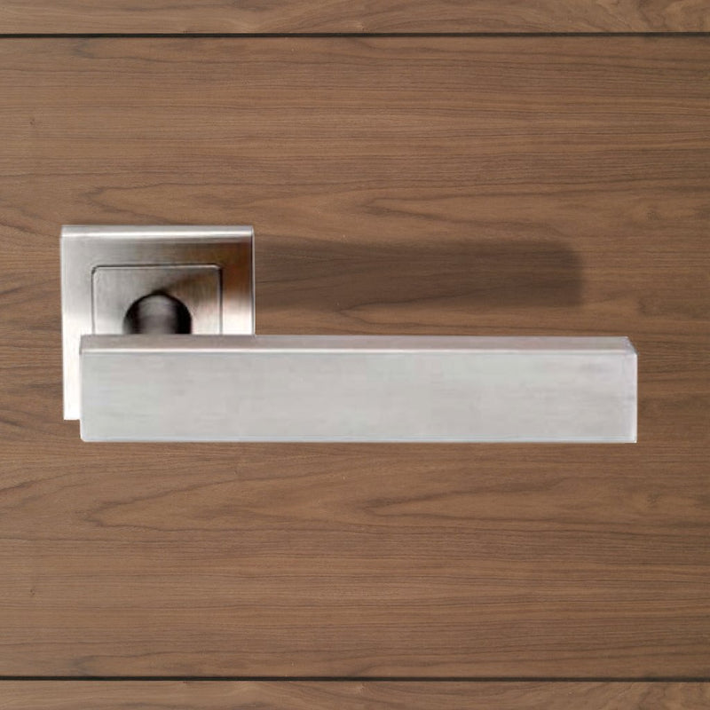 Steelworx SSL1403 Lever Latch Handles on Square Sprung Rose