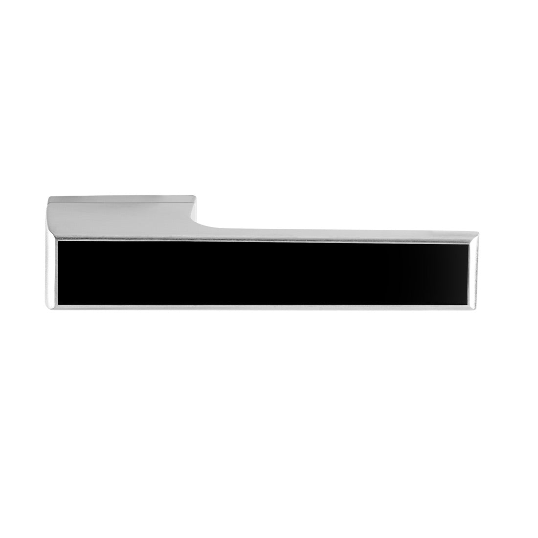 Tupai Rapido VersaLine Tobar Lever on Long Rose - Pearl Black Decorative Plate - Bright Polished Chrome