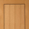 Single Sliding Door & Wall Track - Clementine Flush Oak Door - Walnut Inlays - Prefinished