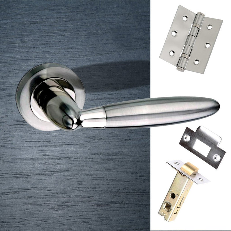 Gibraltar Mediterranean Lever On Rose - Satin Nickel Handle Pack