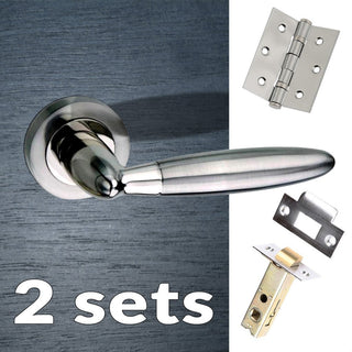 Image: Two Pack Gibraltar Mediterranean Lever On Rose - Satin Nickel Handle