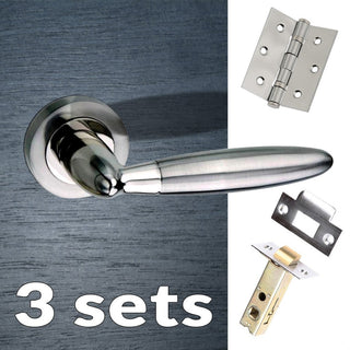 Image: Three Pack Gibraltar Mediterranean Lever On Rose - Satin Nickel Handle