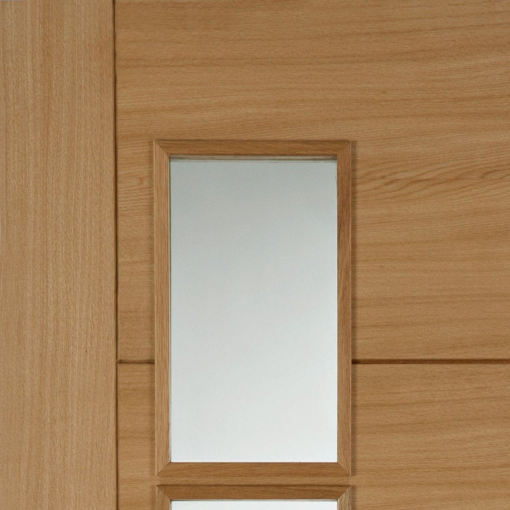 Bespoke Vancouver Oak 4L Door Pair - Clear Glazed Offset - Prefinished