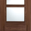LPD Joinery Vancouver Walnut 4 Pane Fire Door Pair - Clear Glass - 30 Minute Fire Rated - Prefinished