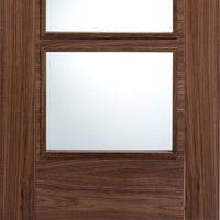 LPD Joinery Vancouver Walnut 4 Pane Fire Door Pair - Clear Glass - 30 Minute Fire Rated - Prefinished