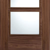 LPD Joinery Bespoke Fire Door Pair, Vancouver Walnut 4L Pair - 1/2 Hour Fire Rated - Clear Glass - Prefinished