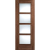 LPD Joinery Vancouver Walnut 4 Pane Fire Door Pair - Clear Glass - 30 Minute Fire Rated - Prefinished