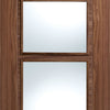 LPD Joinery Vancouver Walnut 4 Pane Fire Door Pair - Clear Glass - 30 Minute Fire Rated - Prefinished