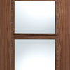 LPD Joinery Bespoke Fire Door Pair, Vancouver Walnut 4L Pair - 1/2 Hour Fire Rated - Clear Glass - Prefinished