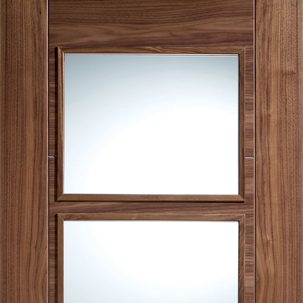 Bespoke Vancouver Walnut 4L Door Pair - Clear Glass - Prefinished